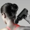 УЦЕНКА! Портативный массажер для тела и 4 насадки, от USB, Fascial Gun KH-320, Черный / Ручной мышечный (Плохая упаковка 3802)