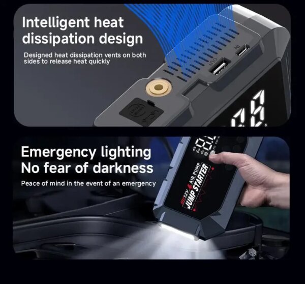 Пускозарядное устройство K3 с компрессором 150 PSI автозапуск двигателя Power Bank автомобильный пусковой