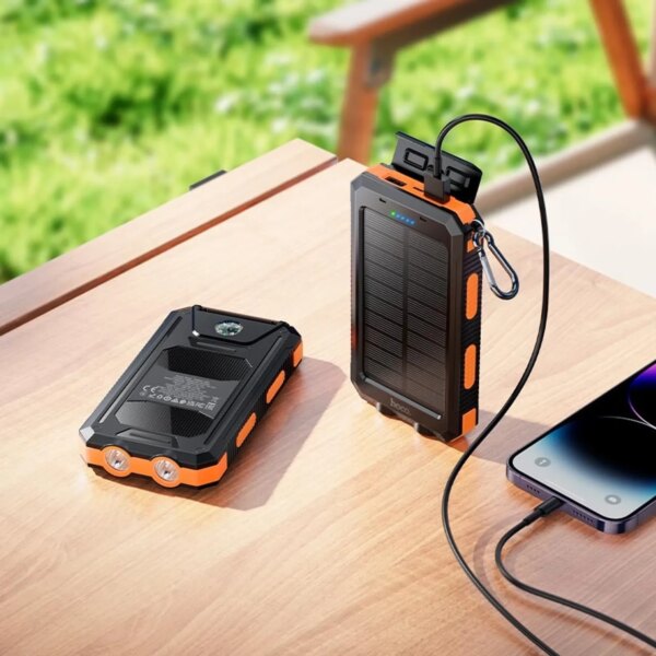 Павербанк HOCO J164 Platinum Solar 8000mAh 2USB/Type-C с солнечной панелью и фонариком