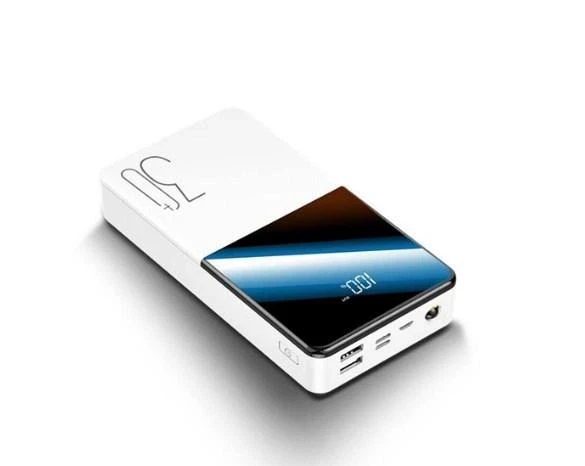 Внешний аккумулятор, повербанк PowerX Q500 белый 30000 mAh с LCD дисплеем, 2×USB