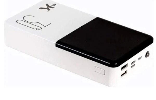 Внешний аккумулятор, повербанк PowerX Q500 белый 30000 mAh с LCD дисплеем, 2×USB