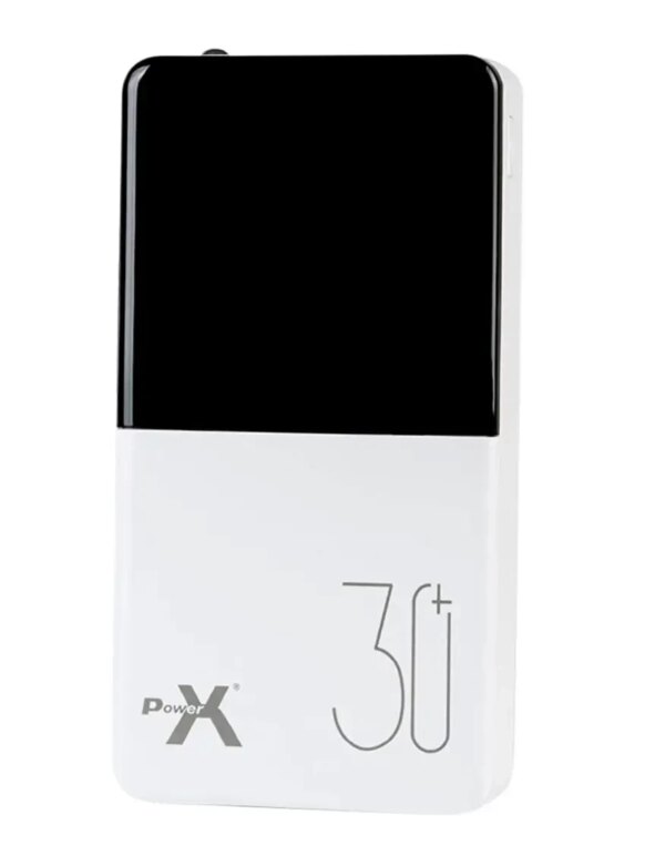 Внешний аккумулятор, повербанк PowerX Q500 белый 30000 mAh с LCD дисплеем, 2×USB