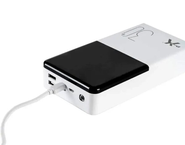 Внешний аккумулятор, повербанк PowerX Q500 белый 30000 mAh с LCD дисплеем, 2×USB