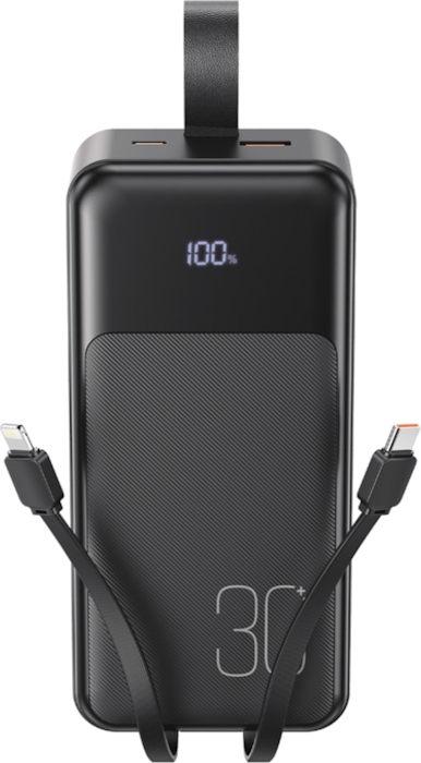 Power bank XO PR250 30000 mAh PD20W+QC22.5W с быстрой зарядкой, дисплеем и кабелями Black