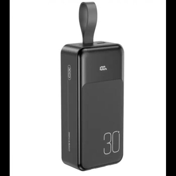 Power bank XO PR250 30000 mAh PD20W+QC22.5W с быстрой зарядкой, дисплеем и кабелями Black