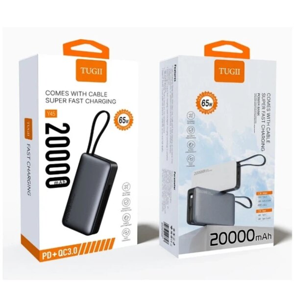 Внешний аккумулятор (power bank) 20000мАч PD 65Вт QC 22,5Вт Laptop/Macbook TUGII Y45
