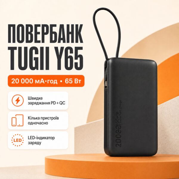 Внешний аккумулятор (power bank) 20000мАч PD 65Вт QC 22,5Вт Laptop/Macbook TUGII Y45