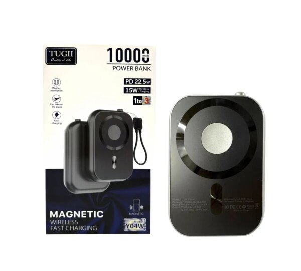 Внешний аккумулятор (power bank) 10000мАч PD 20Вт QC 22,5Вт 38Вт*ч 3 в 1 MagSafe TUGII Y04W