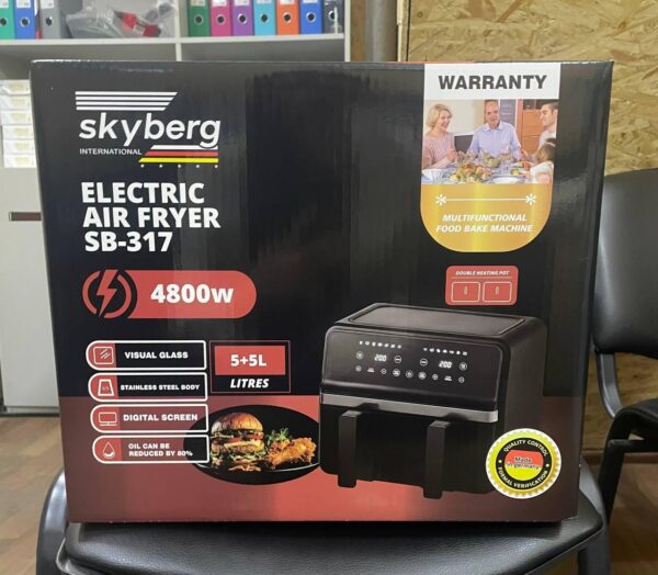 Двухкамерная аэрофритюрница Skyberg SB-317 10 л 4800 Вт 2 корзины, сенсорное управление