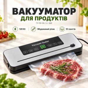 Вакууматор для продуктов 120W с встроенным резаком и 10 пакетами TV-SH-06/LL-368