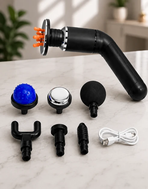 Компактный массажный пистолет с 6 насадками MASSAGE GUN TV-SH-11
