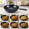 Сковорода Wok 30 см Benson (26X-285) алюминиевая с антипригарным покрытием, ручка на клепках, для всех видов плит и индукции