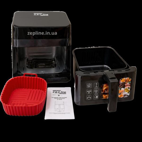 Многофункциональная аэрофритюрница Zepline ZP-00344 на 13 л 4200 Вт на 12 программ со съемным ковшиком и силиконовой формой