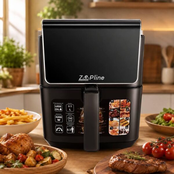 Аэрофритюрница 13 л с двумя тэнами 4200 Вт Zepline ZP-00339 на 14 программ со съемным колшиком и силиконовой формой